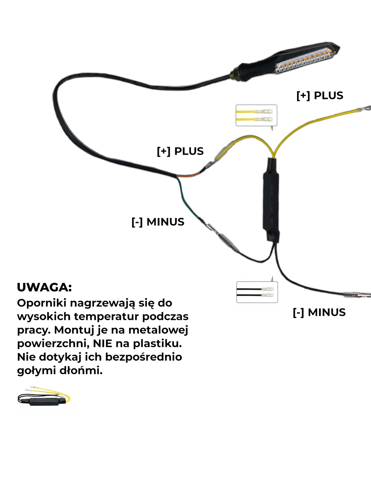 ZESTAW: Statyczne Kierunkowskazy LED + Oporniki (2 szt. + 2 szt.)