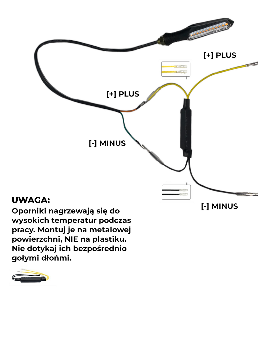 ZESTAW: Dynamiczne Kierunkowskazy LED + Oporniki (2 szt. + 2 szt.)